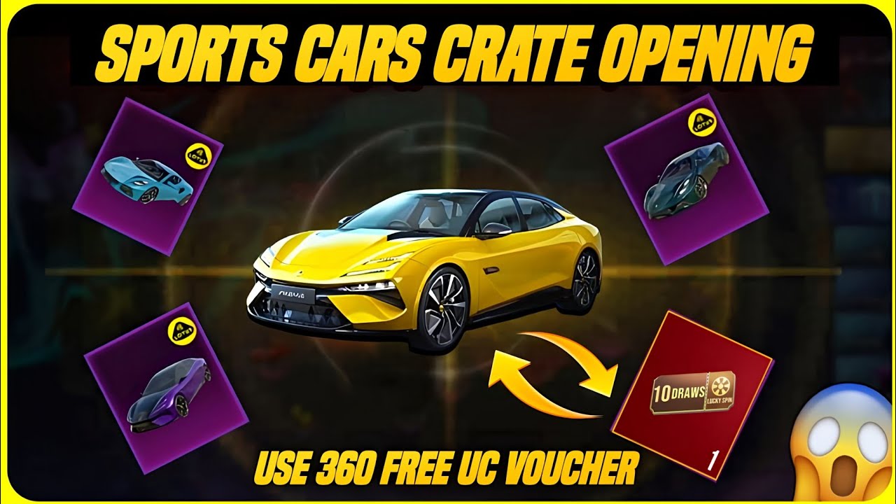 Lotus Sports Cars Crate Opening | How To Use 360 Free UC Vouchers | Free Rewards Events | PUBGM