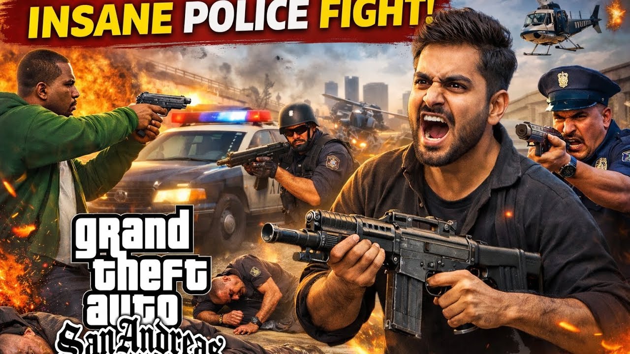 GTA SAN ANDREAS | CRAZY POLICE CHASE & GUN FIGHT 🔫🚓