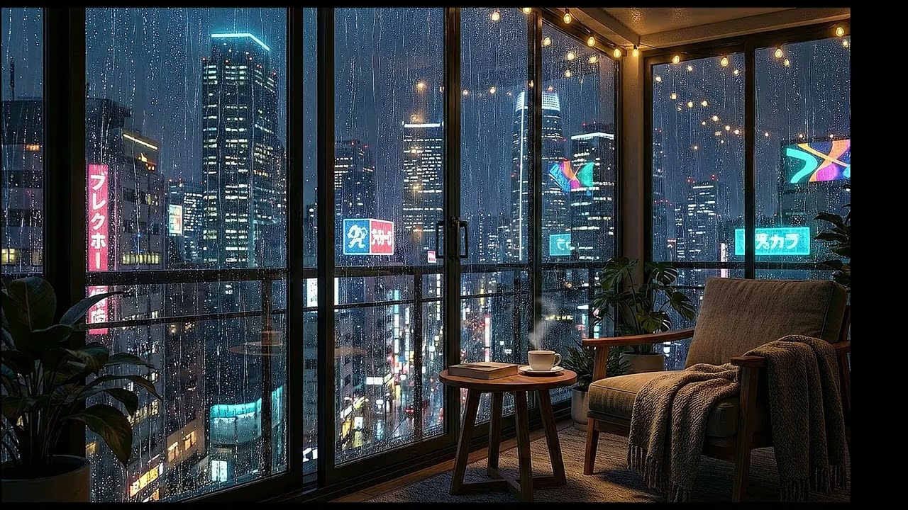 Rainy Night on a City Balcony [2 Hours]