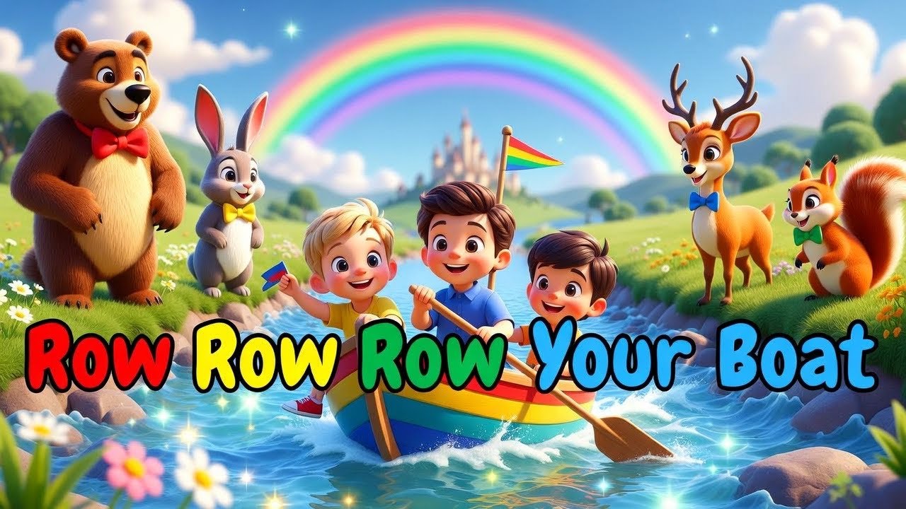 Row Row Row Your Boat 🚣‍♂️ Cute 3D Nursery Rhyme for Kids | Baby Songs & Toddler Music⸻