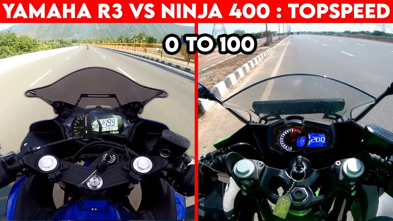Yamaha R3 VS Ninja 400 | 0 To 100 | TOPSPEED BATTLE !!!