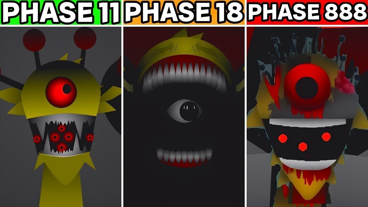 All Characters in: Sprunki Phase 11 vs Sprunki Phase 18 vs Sprunki Phase 888 #sprunki #incredibox