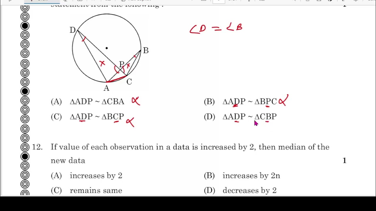 class x standard math pyq 2024 set 1 paper code 30/2/1 
