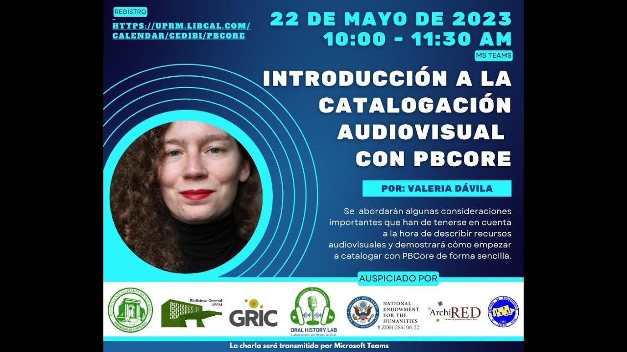 Introducción a la catalogación audiovisual con PBCore (22 de mayo de 2023)