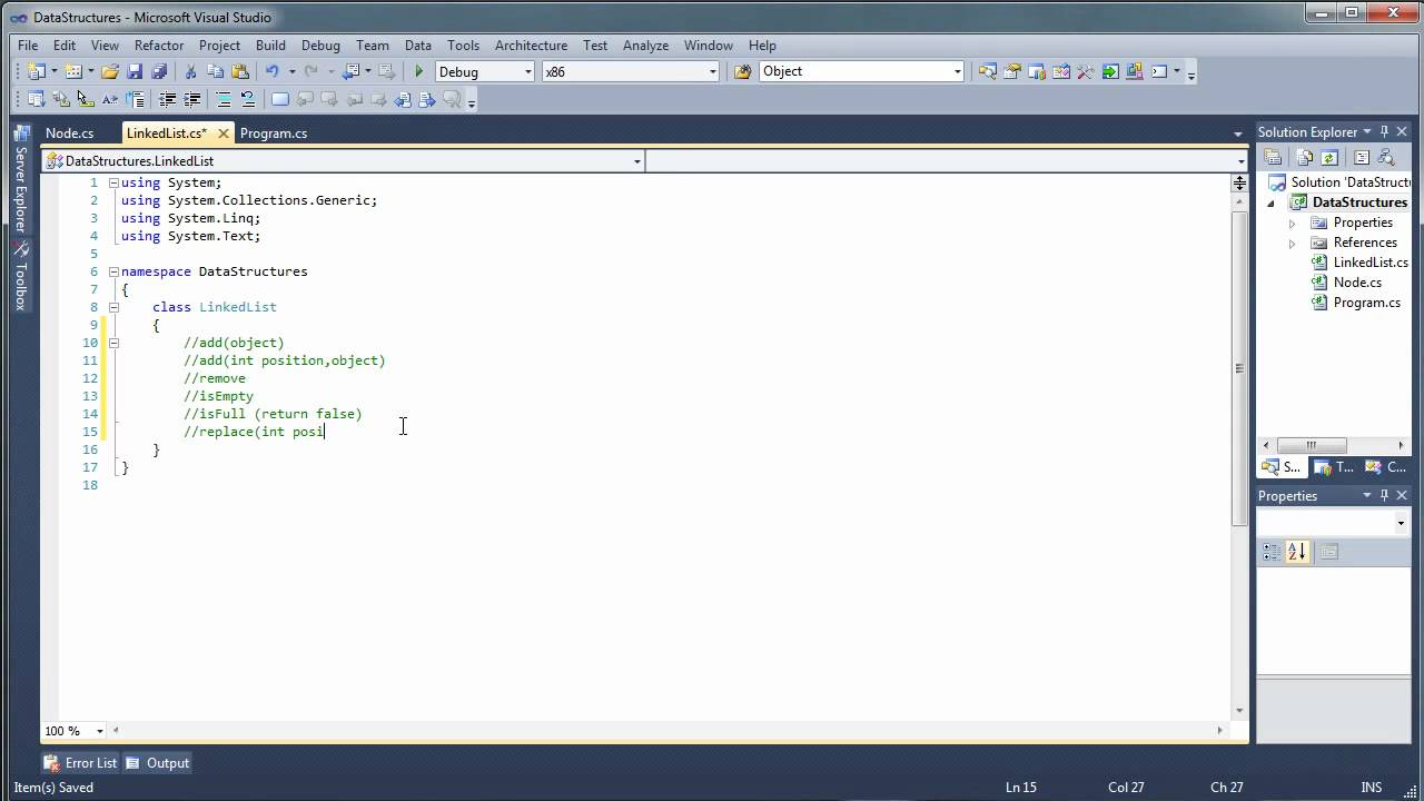 LinkedList From Scratch PART 1 - C# C Sharp Visual Studio 2010