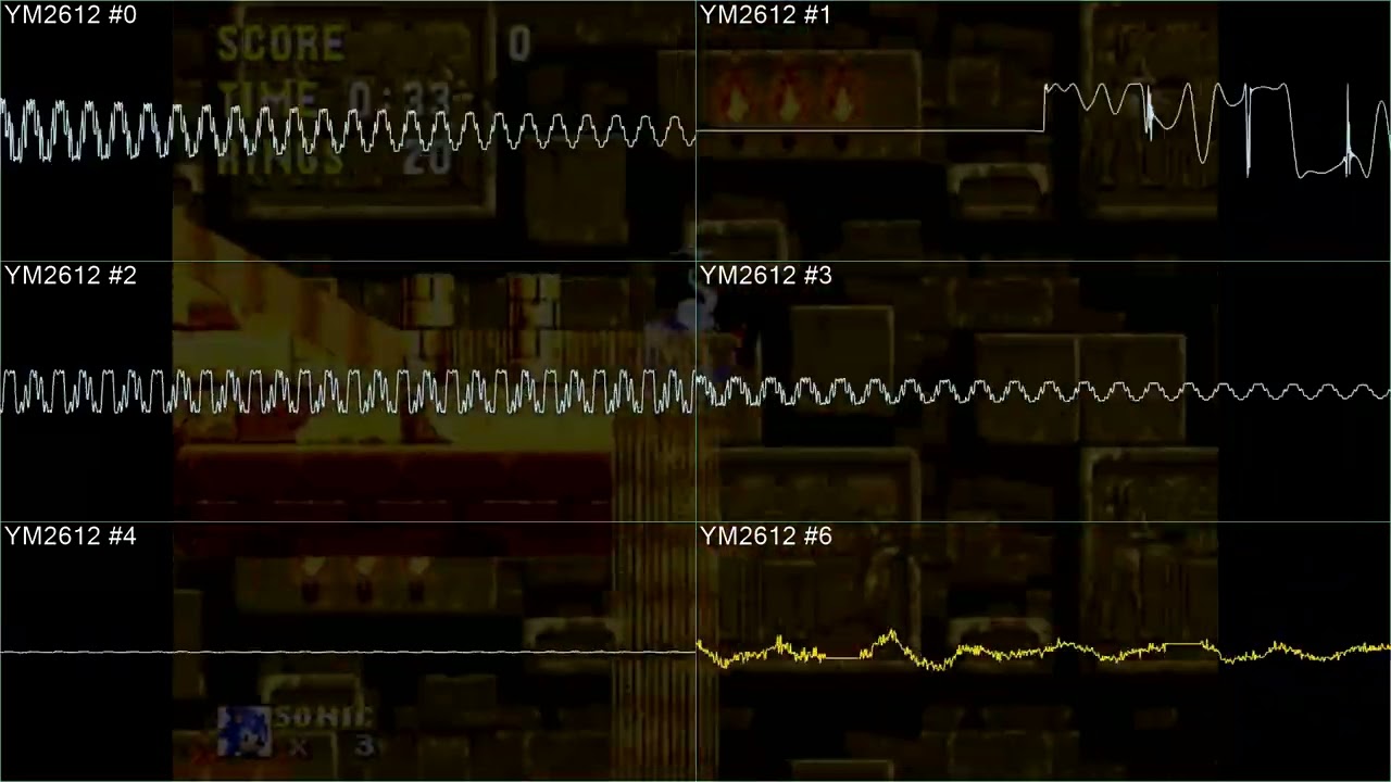 Sonic & Knuckles - Sandopolis Zone Act 2 - In Oscilloscope and Gameplay View!