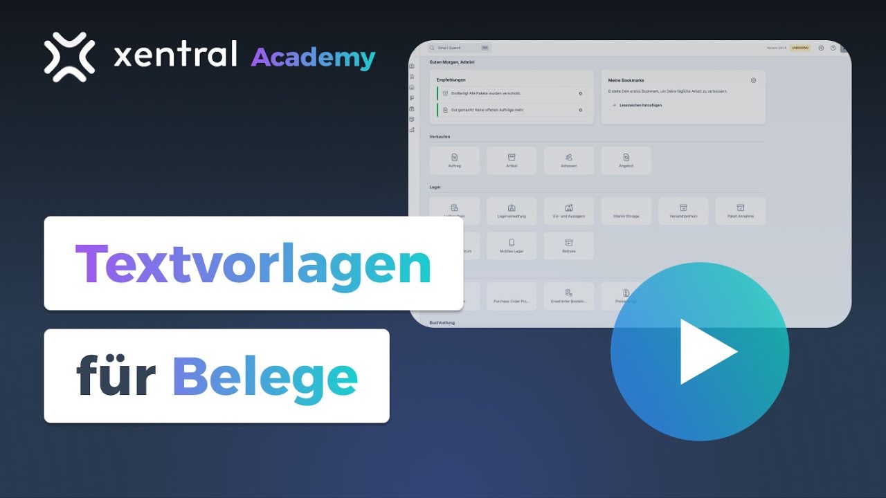 Textvorlagen f&uuml;r Belege in Xentral
