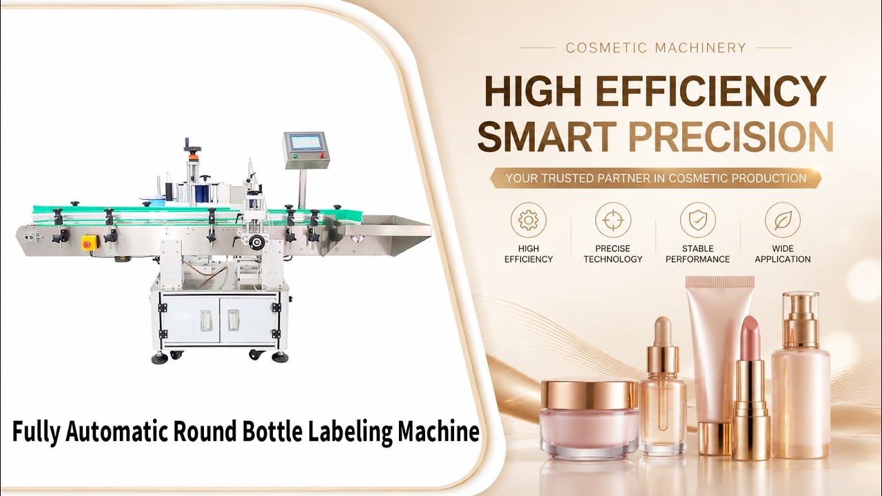 Automatic Round Bottle Labeler for Cosmetics & Pharma