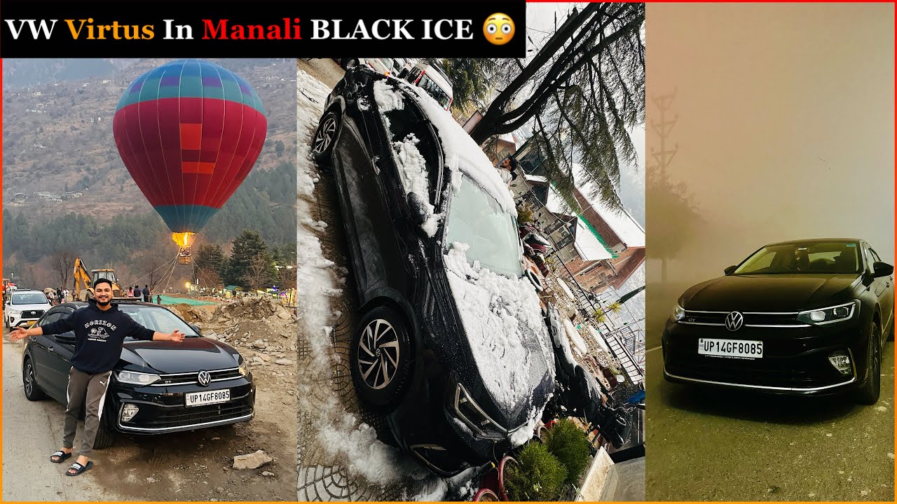 Virtus 1.0 Ltr Stuck in Black Ice 😦 Manali || VW Virtus Performance & Mileage In Mountains 🔥