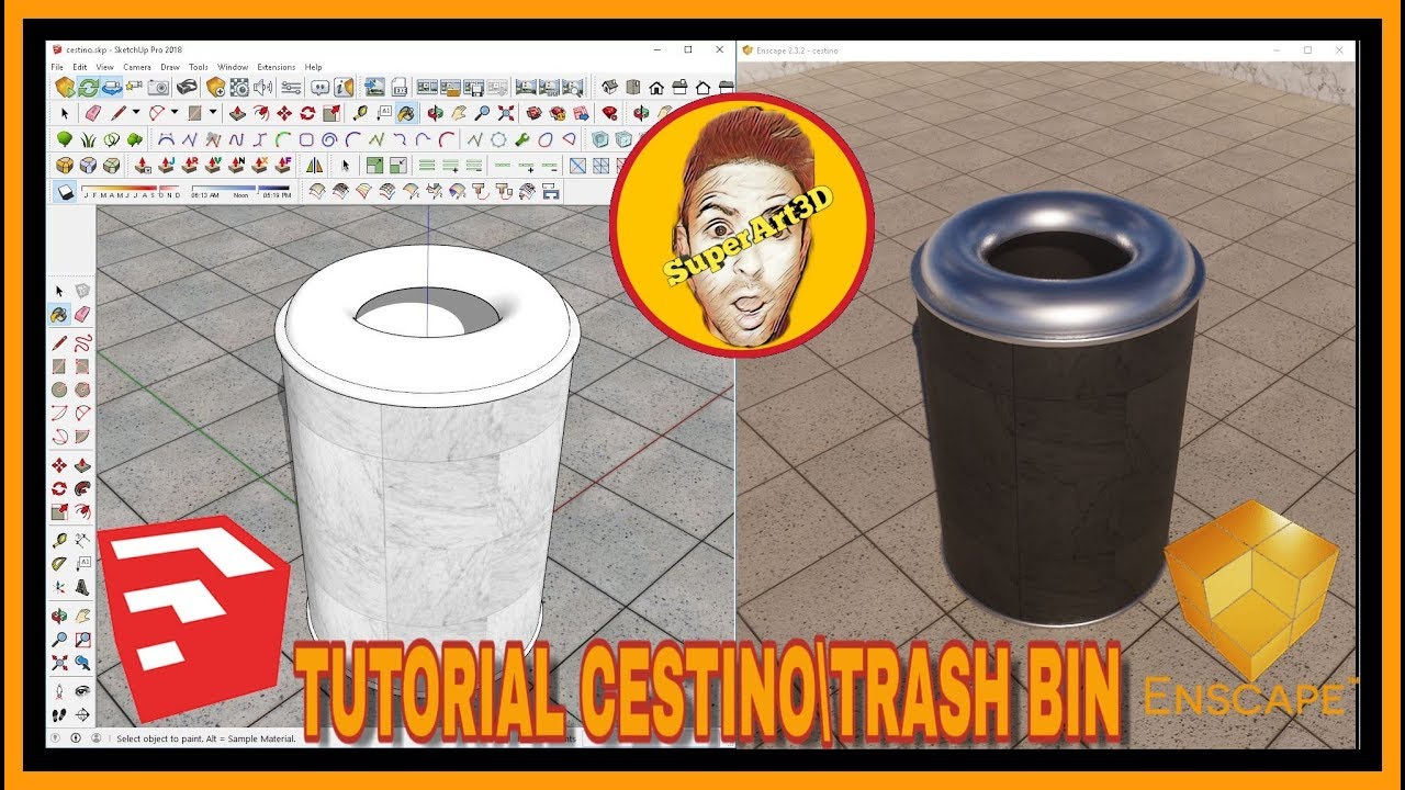 Sketchup Tutorial cestino \ Trash bin Enscape