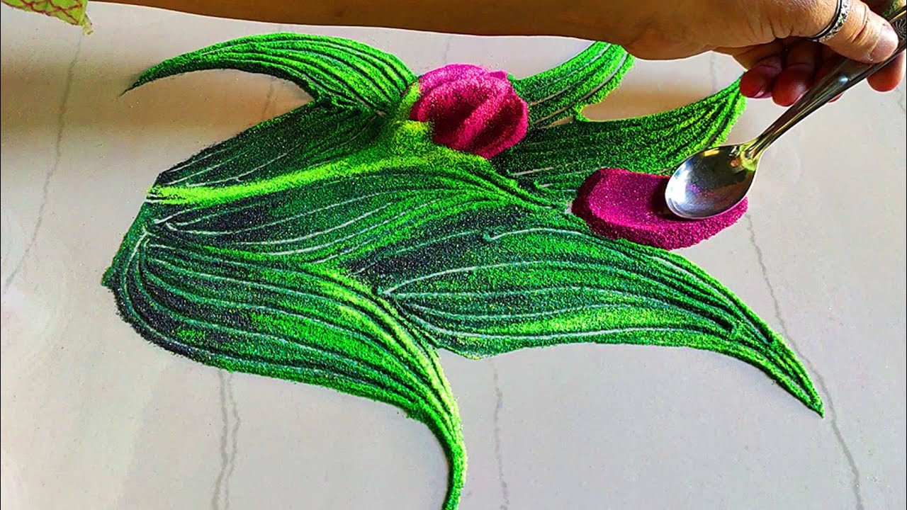 #1210 Innovative flowers pot rangoli || satisfying video || Sand art