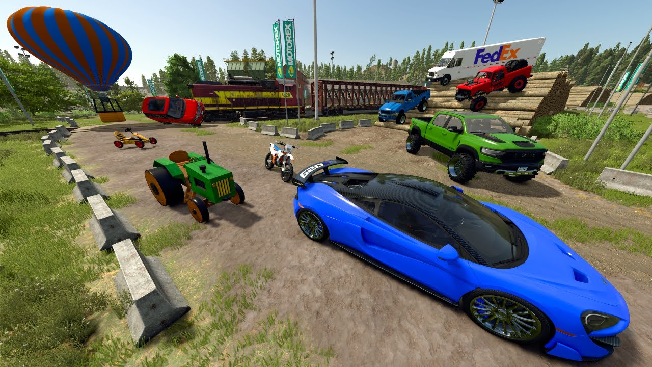 Racing Random Cars in Forest | Farming Simulator 25