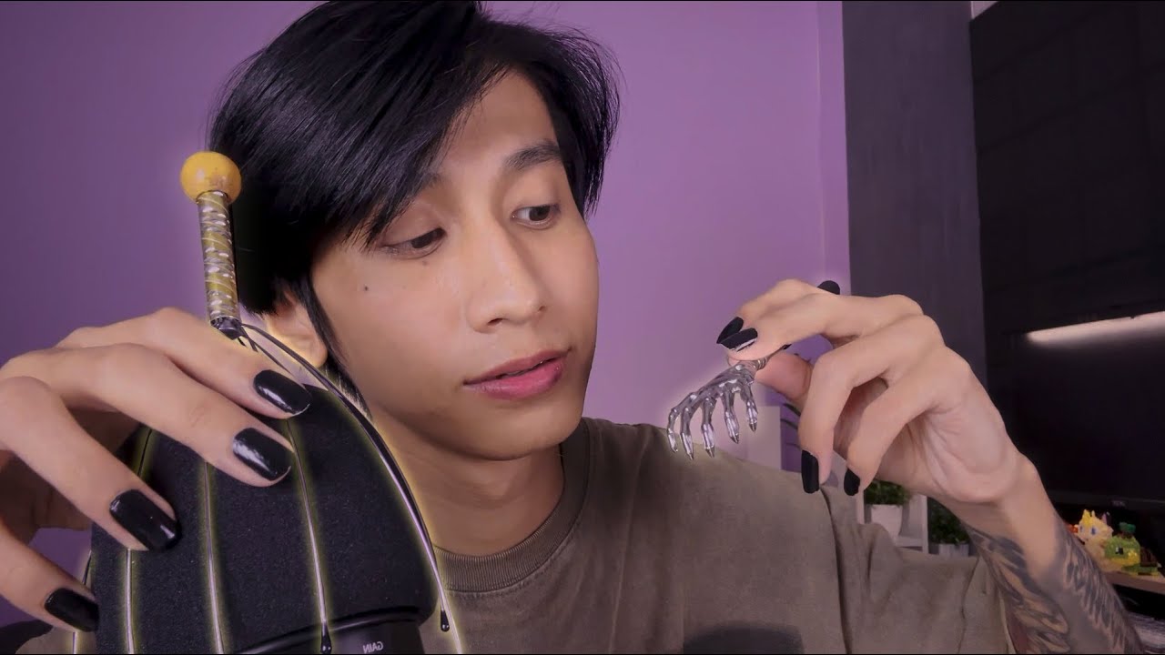 ASMR นวดหัวขยี้จุดผ่อนคลาย ให้กับคุณ! Giving a Mic Massage,Scratching For Sleep
