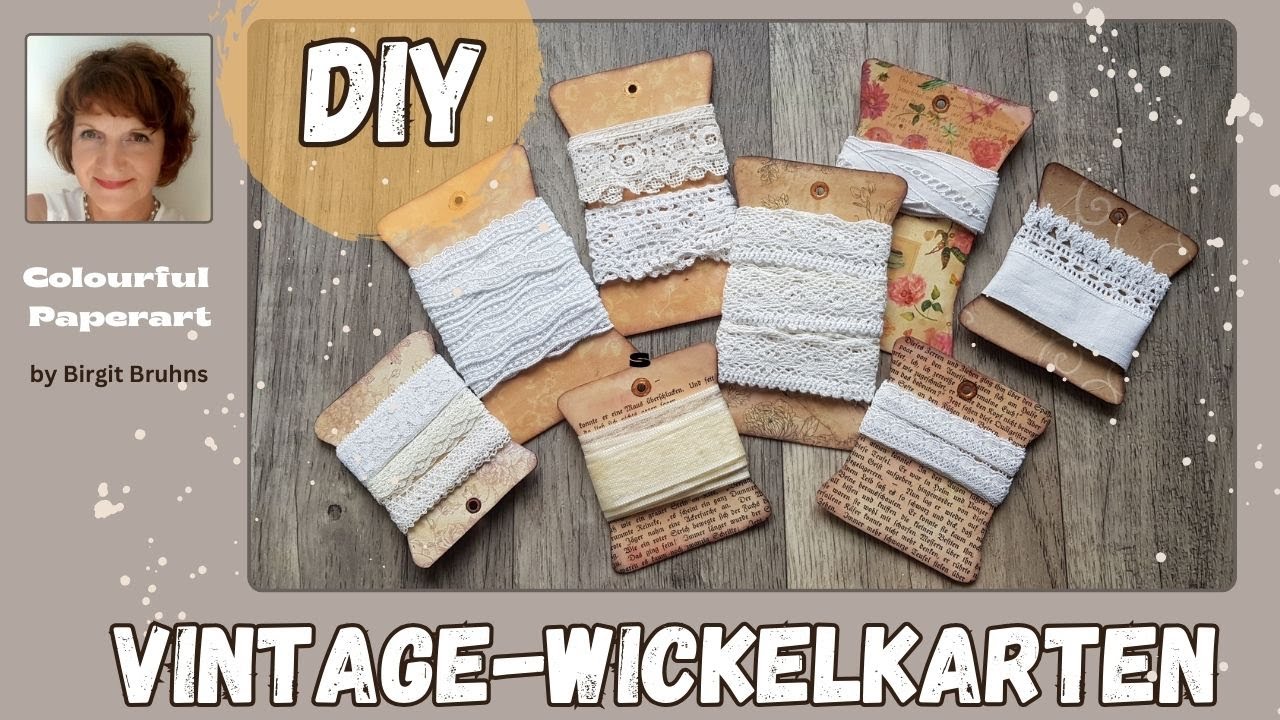 Vintage-Wickelkarten 💖 Aufbewahrung für Spitzen, Bänder, Borten 💖  ribbon spool-cards, lace holder