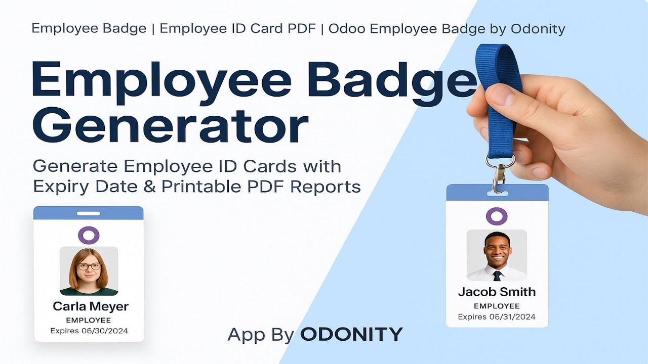 Employee Badge Generator for Odoo | Create Printable Employee ID Cards with Expiry Date | Odonity
