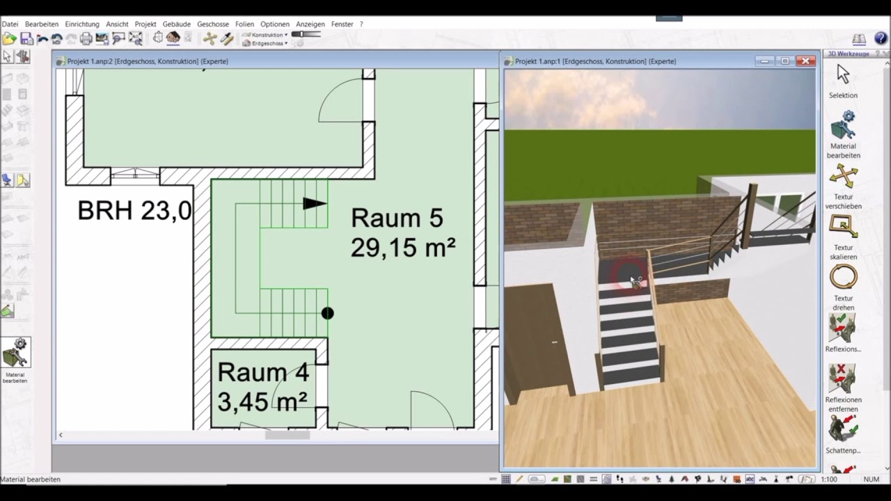 Treppe zeichnen mit dem Plan7Architekt