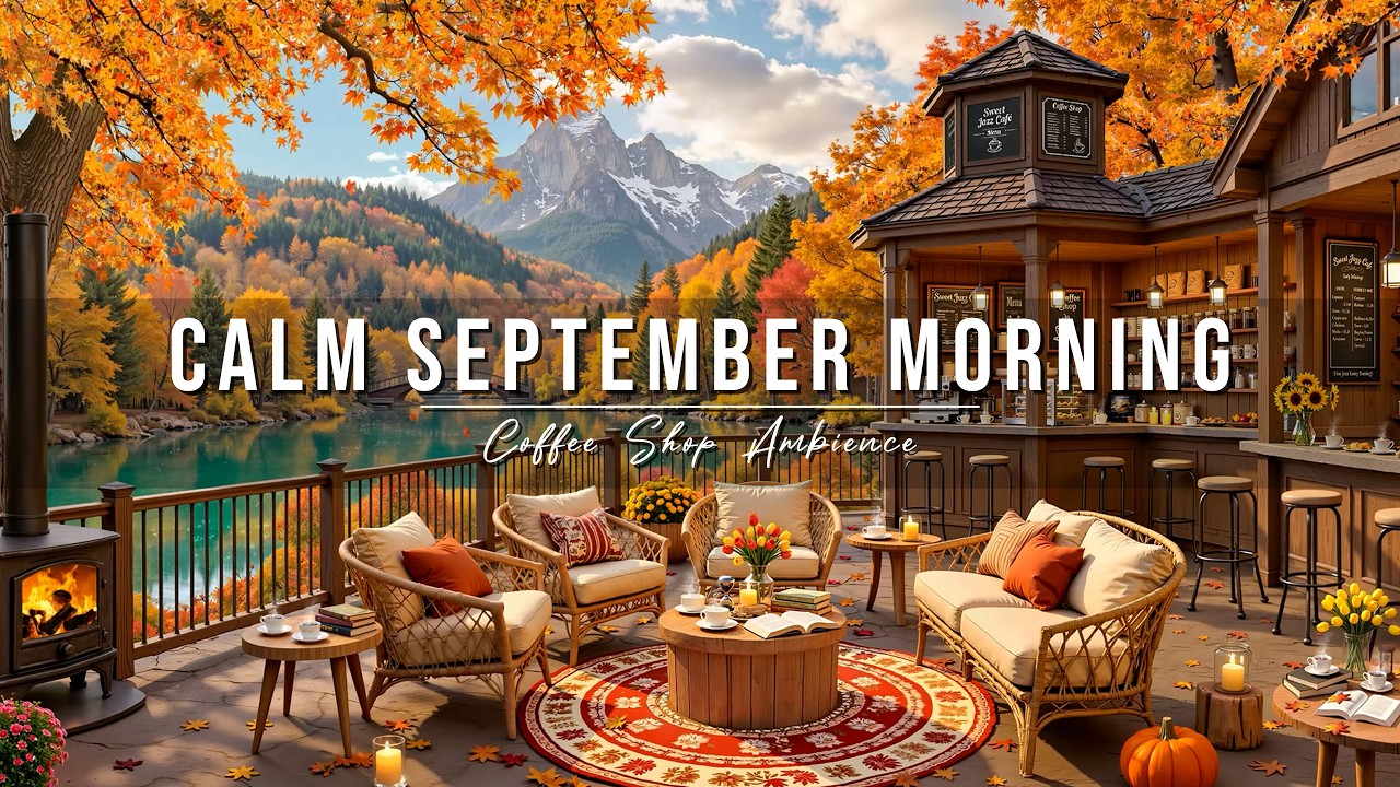 Calm September Morning Jazz 🍂 Outdoor Coffee Shop Ambience with Autumn Jazz Music to Start Your Day