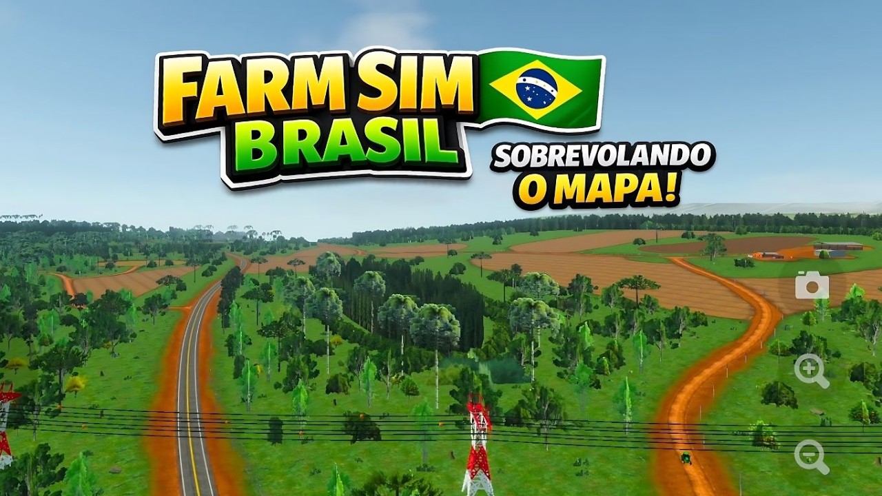 🌾🚜 Sobrevoando o Mapa do Farm Sim Brasil  Vista Aérea 🎮✈️ Jogo  Incrível Para  Android!