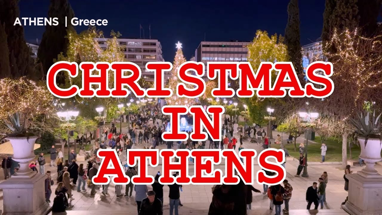 Christmas Evening Walk on Ermou Street | Athens, Greece (4K)