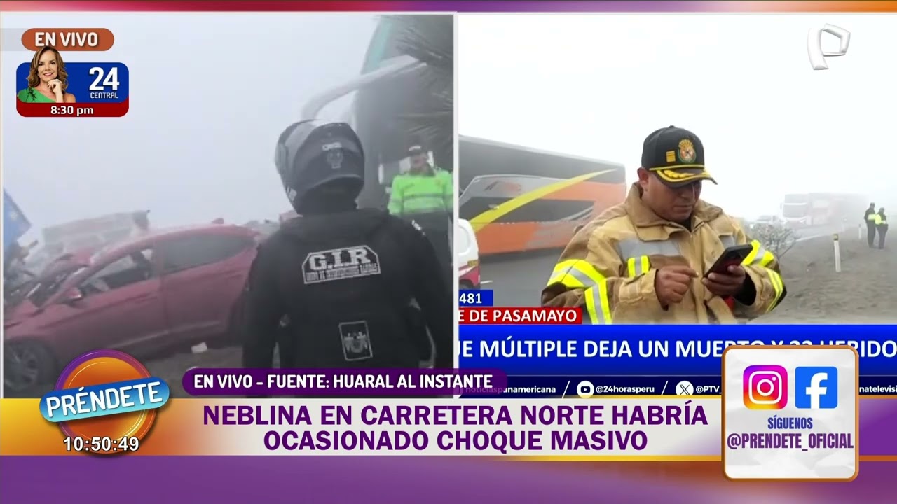 Cerca de 14 vehículos chocan en cadena en la vía Panamericana Norte en Pasamayo