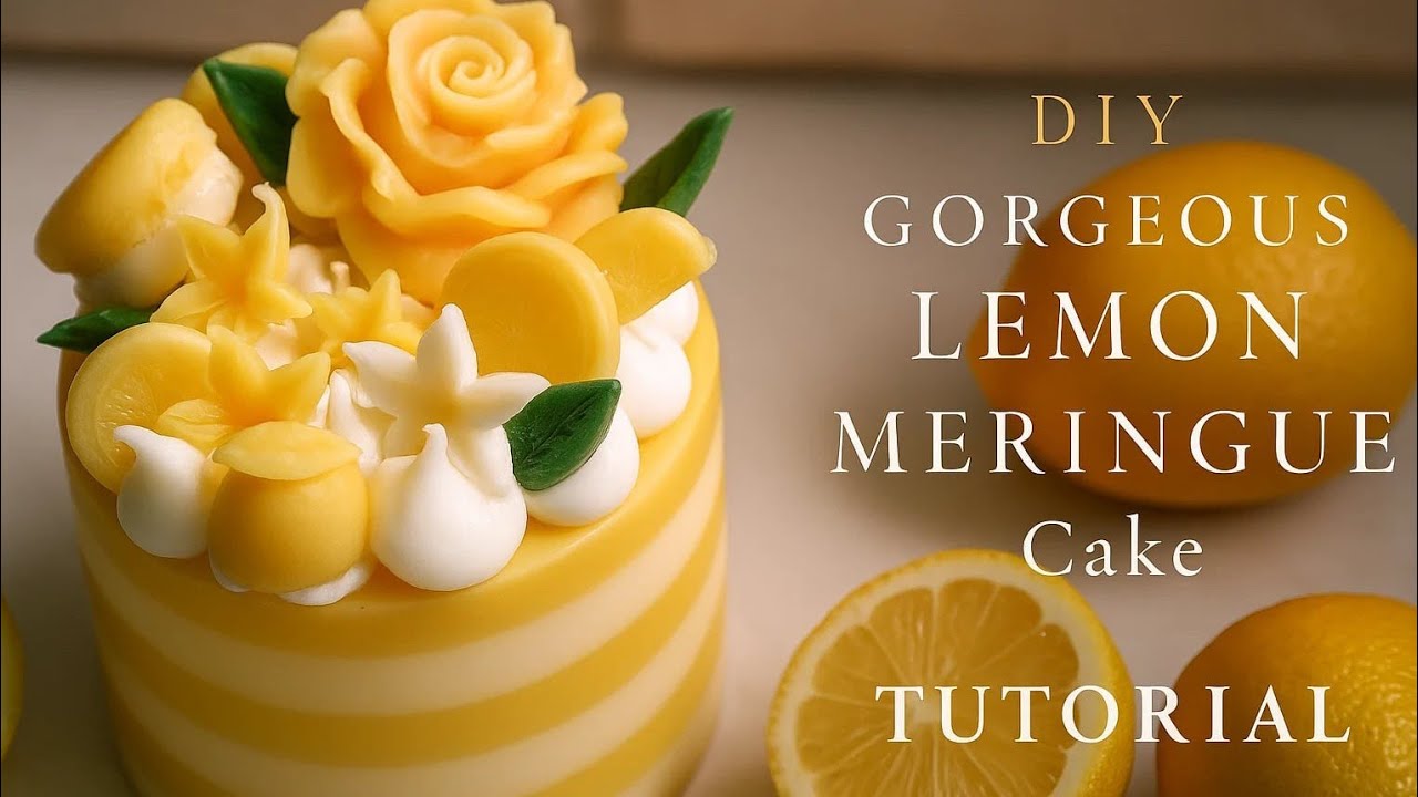 “DIY Lemon Meringue Cake Candle 🍋 | Whipped Wax Dessert Candle Tutorial”