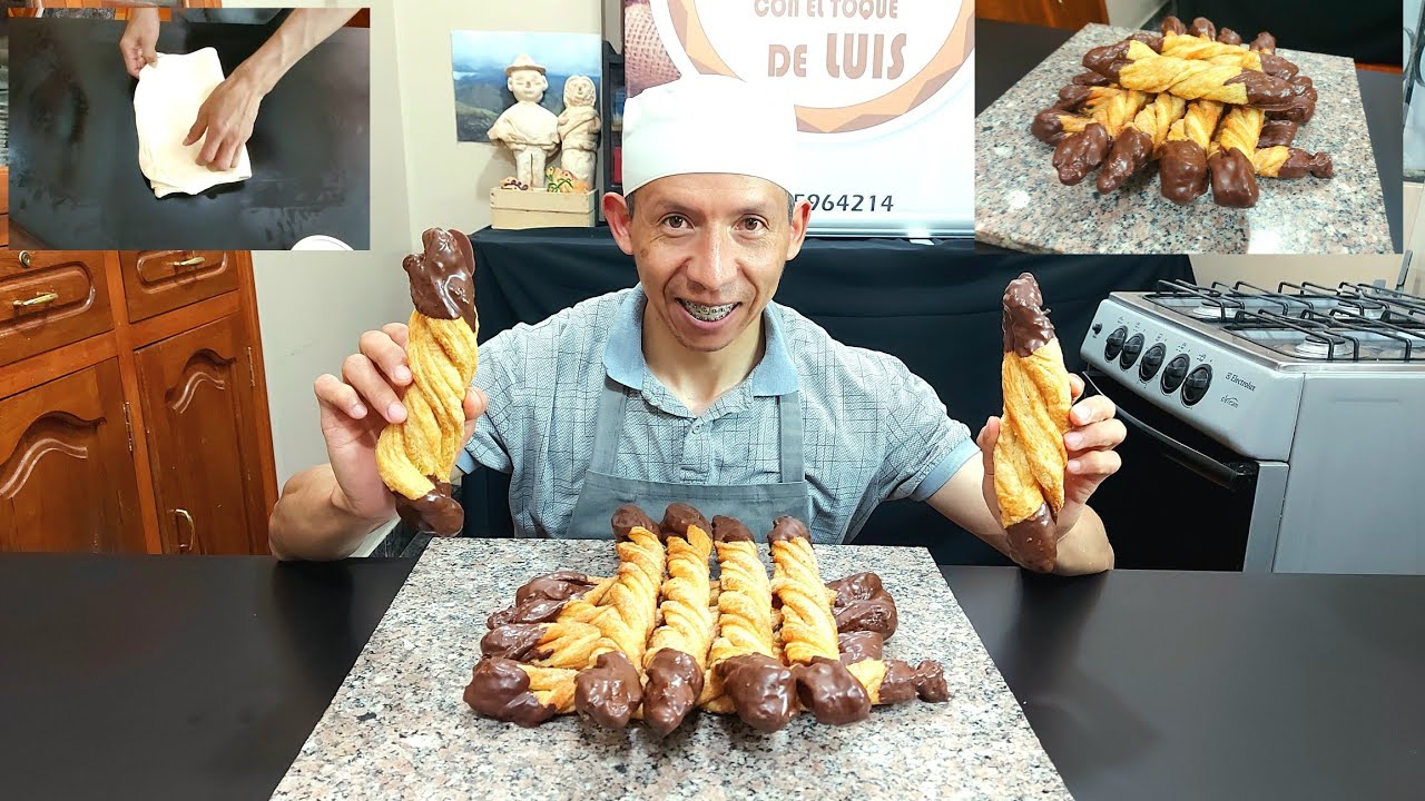 Bastones o Tornillos en Masa de Hojaldre pero con levadura (con el toque de Luis) Ecuador