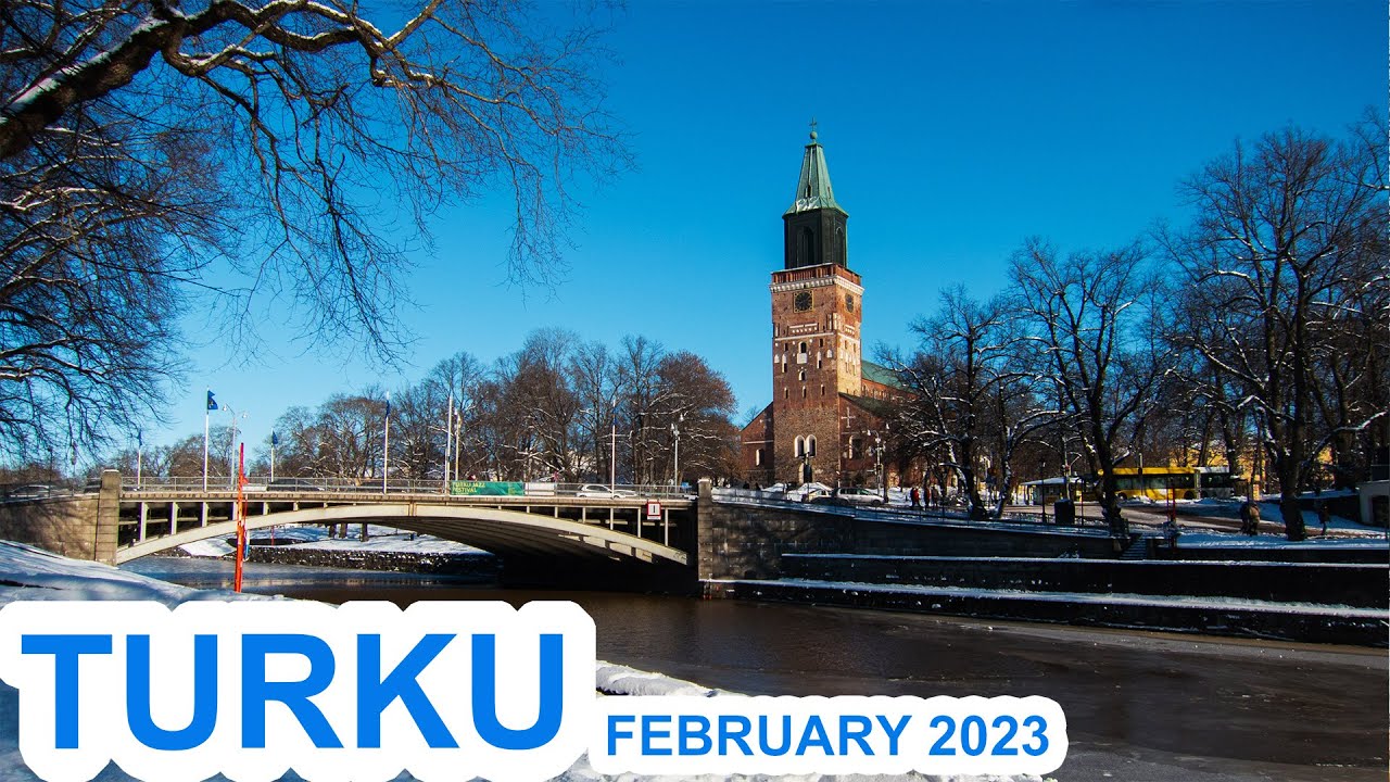 Walking in Turku, Finland on a Sunny Winter Day - End of February 2023