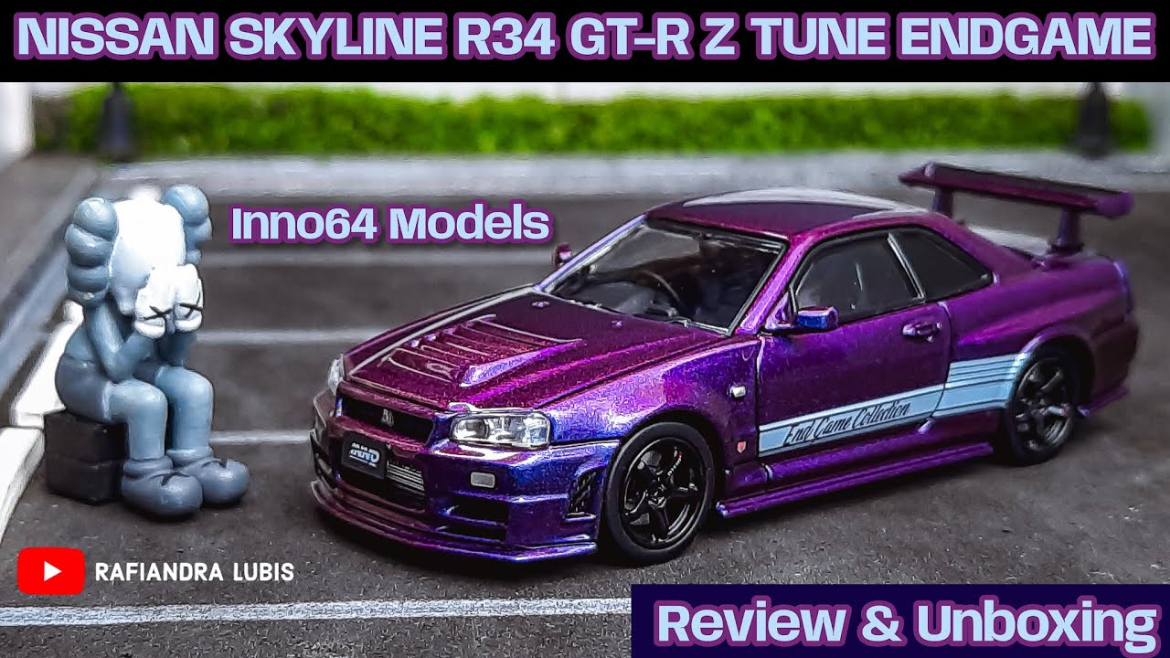 UNBOXING INNO64 NISSAN SKYLINE GT-R R34 Z TUNE ENDGAME PURPLE -UNGUNYA NYETEL BANGET