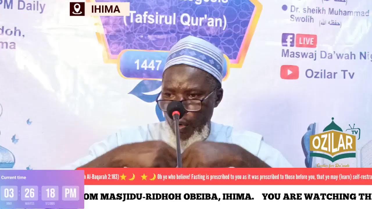 YOU ARE WATCHING THE LIVE BROADCAST OF MARKAZ AHLUS-SUNNAH WAL-JAMMAH ANNUAL RAMADAN TAFSEER 1447AH