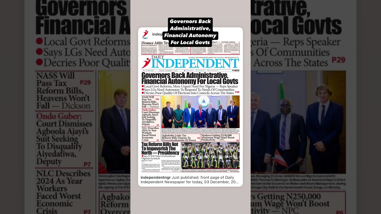 Governors Back Administrative, Financial Autonomy For Local Govts