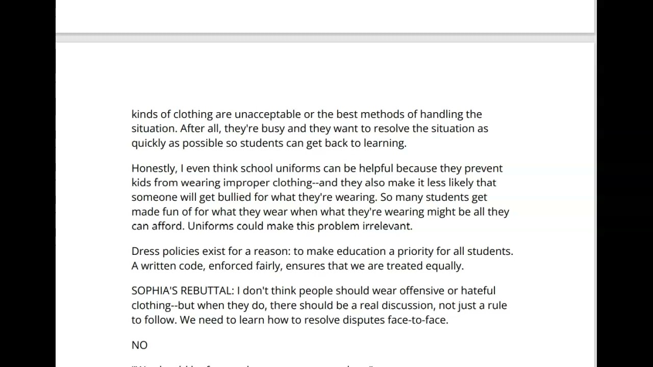 ELA 3-Article 1- Are Dress Codes Fair?