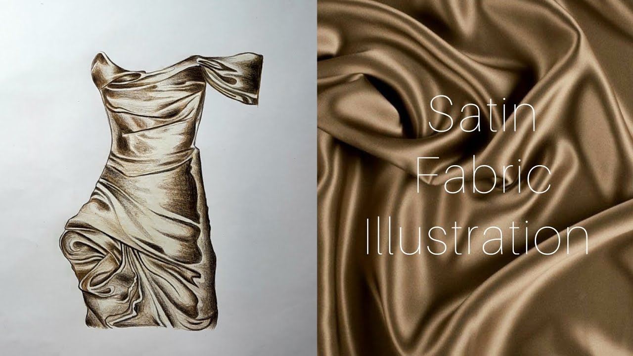 Golden satin illustration tutorial/Asal Fashion art آموزش جنسیت سازی ساتن طلایی