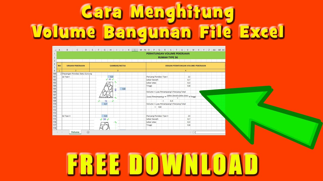 FREE DOWNLOAD Cara Menghitung Volume Bangunan File Excel Anak Sipil Wajib Punya