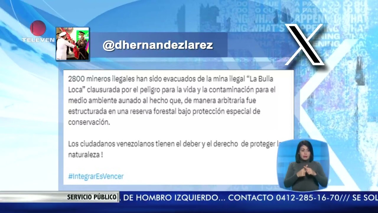 2.800 desalojados de la mina Bulla Loca en Bol&iacute;var - El Noticiero emisi&oacute;n meridiana 13/03/24