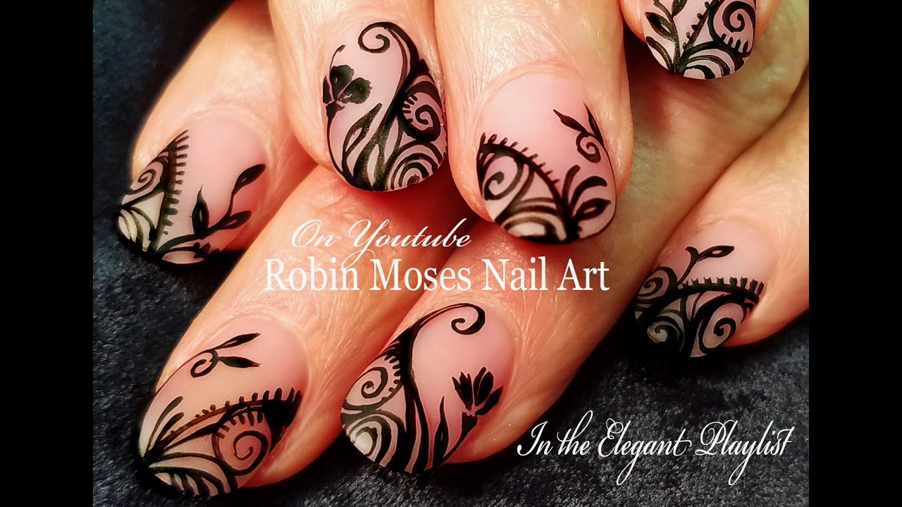 DIY Sexy Black Lace Nails | Nude Matte filigree Nail Art Design Tutorial