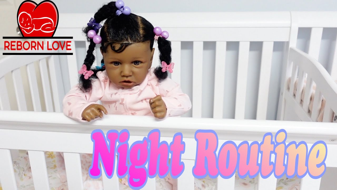 Reborn baby's Night Routine Feeding and changing and new Hair style