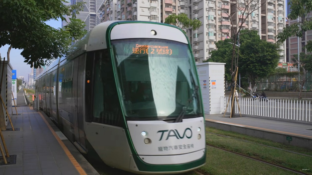 Taiwan, Kaohsiung, LRT train ride from LRT Commerce Trade and Park Station to Dream Mall