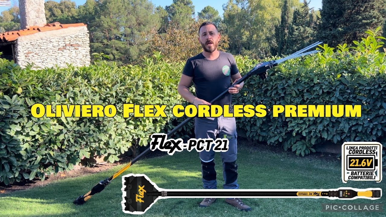 Abbacchiatore Oliviero  Flex cordless premiun 21.6 volt - raccolta olive in carbonio a batteria