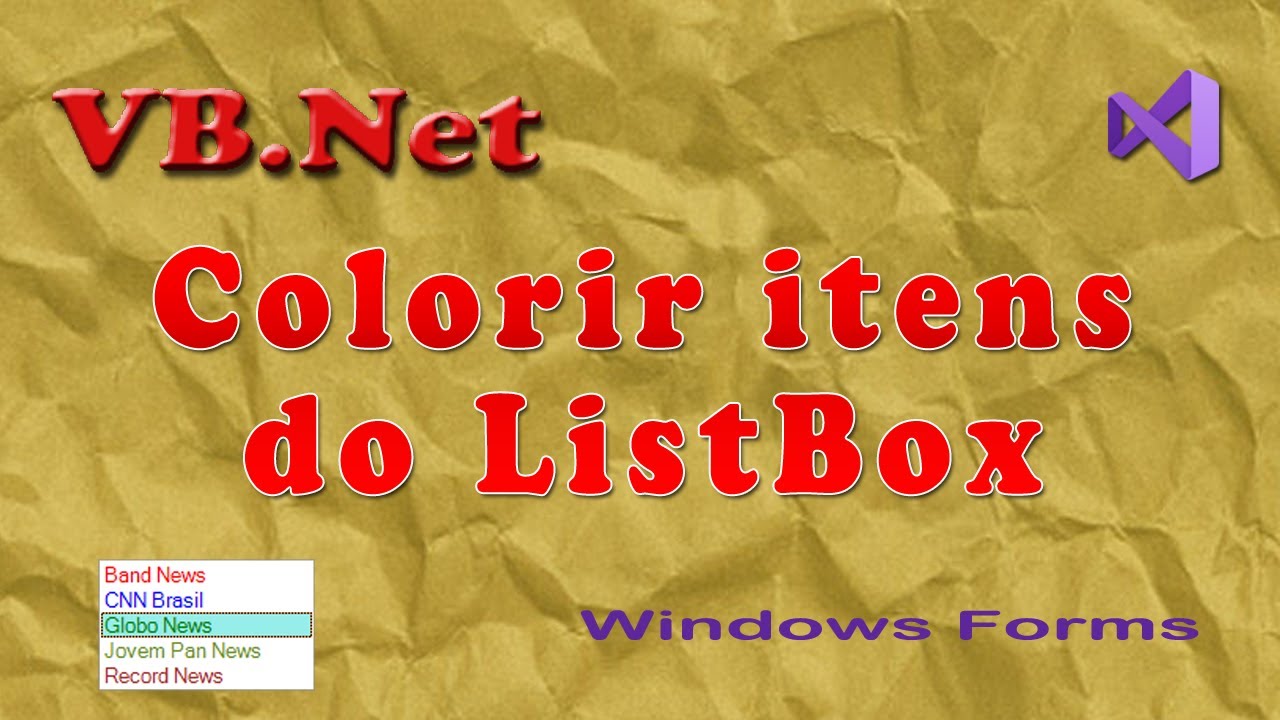 Colorir os itens de um ListBox com VB.Net. Visual Studio 2022 / 2019
