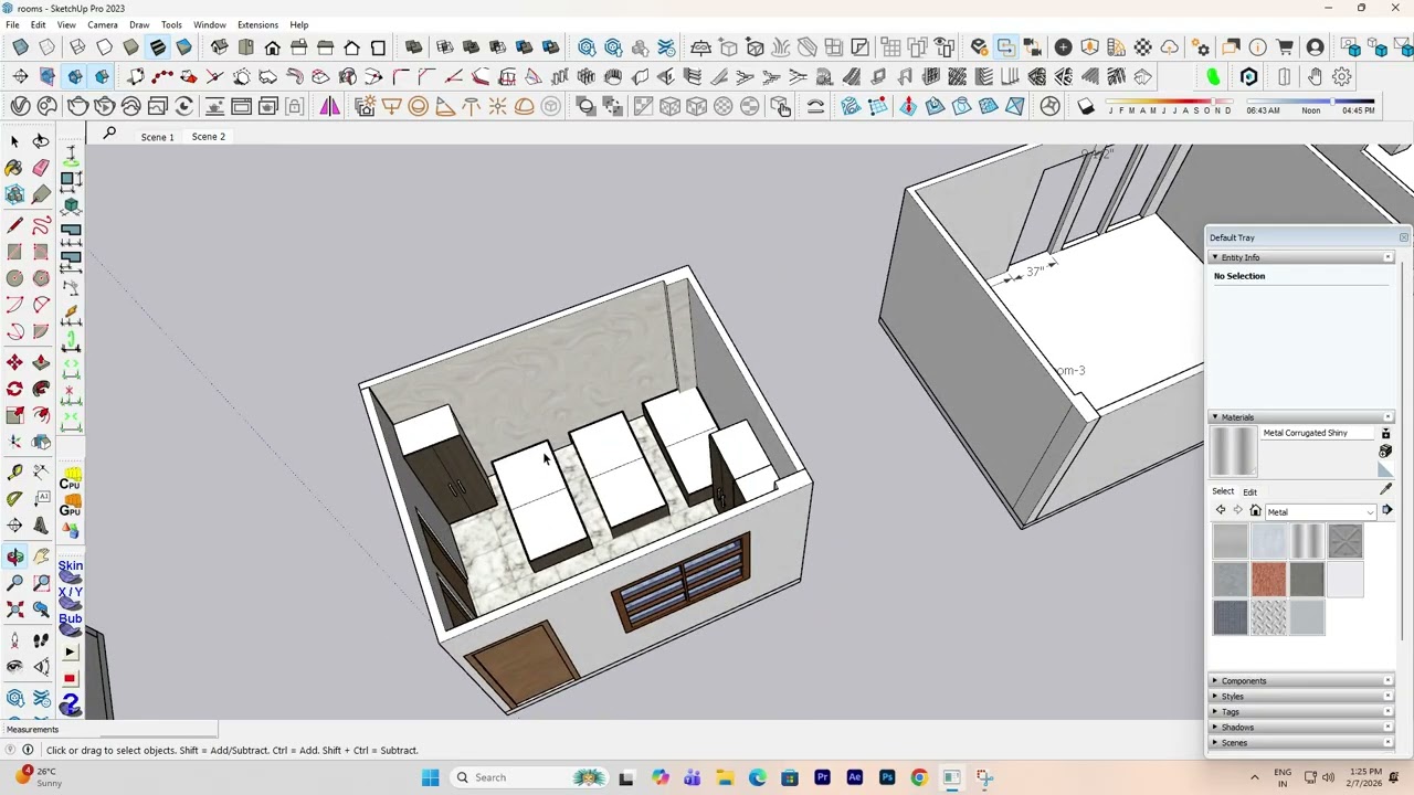 Hostel Room, लेकिन Design होगा Smart और Modern | SketchUp Design 🔥”