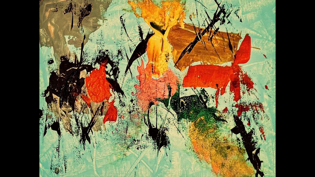 Step by Step Beginner Abstract Painting Using Acrylic Layers,Drips, and Palette Knife 