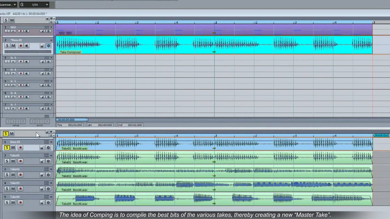Samplitude 11 Pro & Sequoia 11-Take Composer/Revolver Tracks Comping Tutorial 2010