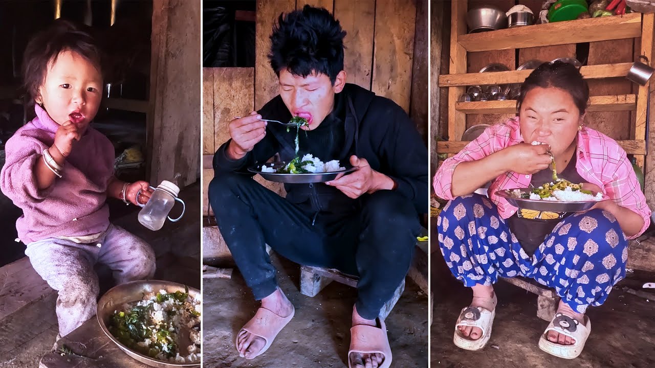 We are enjoying meal together || Lovely & happy family in the shelter@pastorallifeofnepal