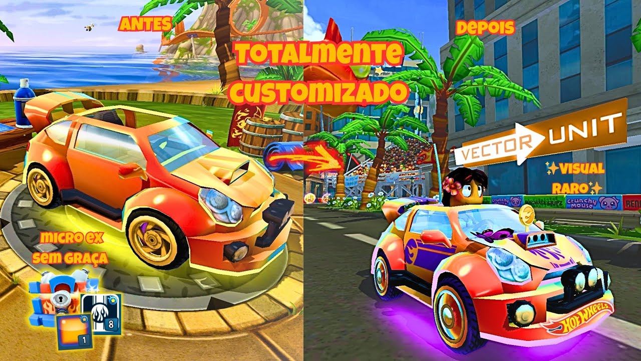 CUSTOMIZEI O MICRO EX COM TODOS OS ACESSÓRIOS DA HOTWHEELS!🎨🛠️✨-Beach buggy racing2 #bbracing2 #novo