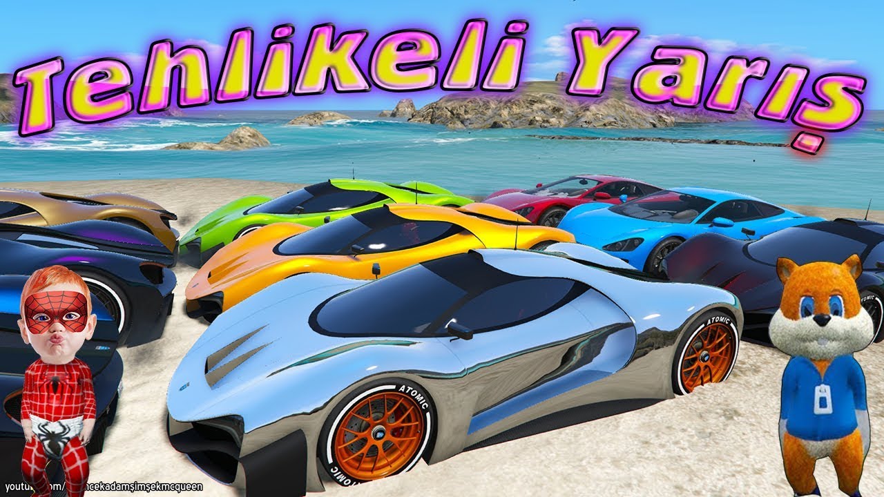 Tehlikeli Yarış Örümcek Adam ve Örümcek Bebek Süper Arabalar ile Yarışıyor