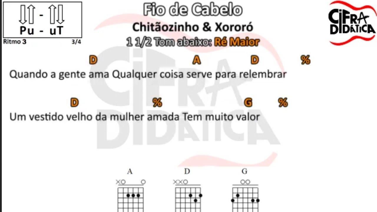 Fio de Cabelo - Chit&atilde;ozinho & Xoror&oacute; - CIFRA FACILITADA (1 1/2 abaixo)
