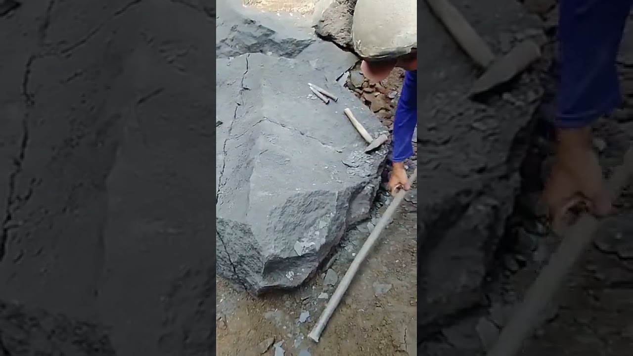 amazing rock splitting technique ‼️how to split stone manually