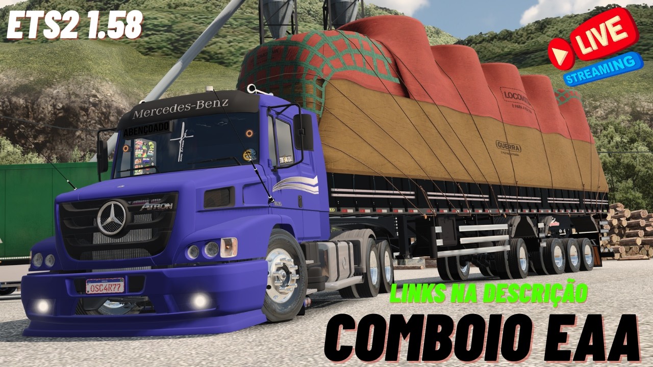 🛑ETS2-1.58-COMBOIO Mercedinha Actron 1635 Berrando No Diretão#shorts #shortsfeed #caminhão #arqueado