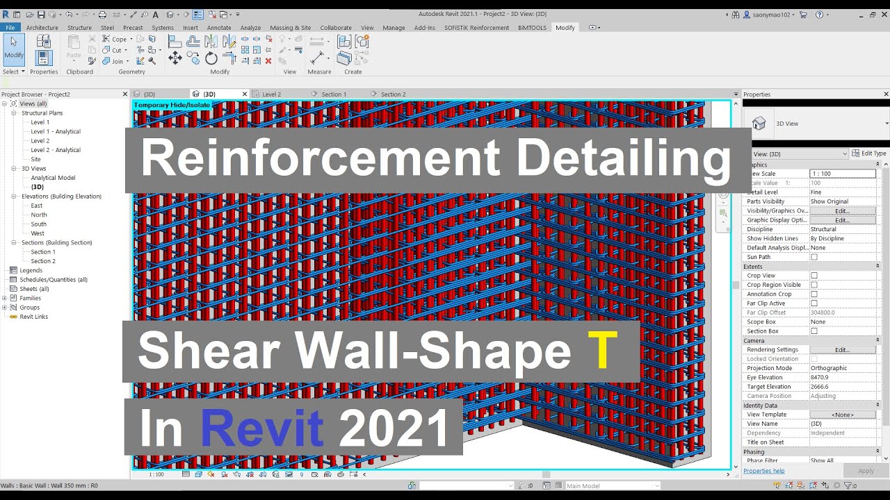 WP04-Reinforcement detailing shear wall in Revit 2021