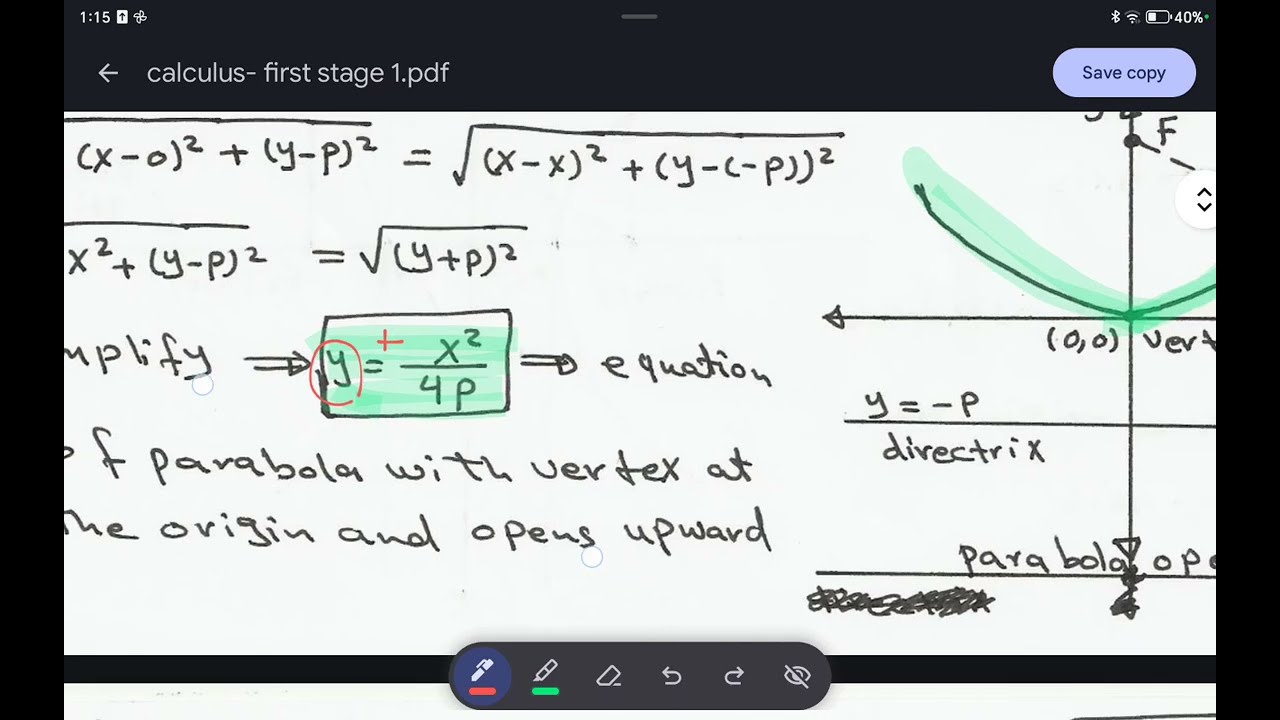 المقاطع المخروطية (conic sections)🗼- الرياضيات الهندسية📚 - المرحلة الأولى 